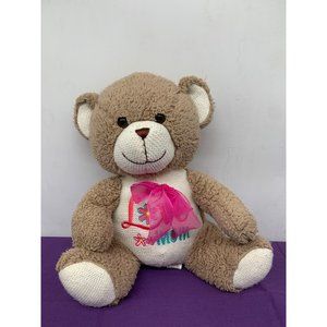 Dandy Brown Bear Love Mom Embroidered Knit Accent Pink Bow 2015